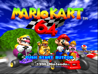 Mario Kart 64 title screen for Nintendo 64